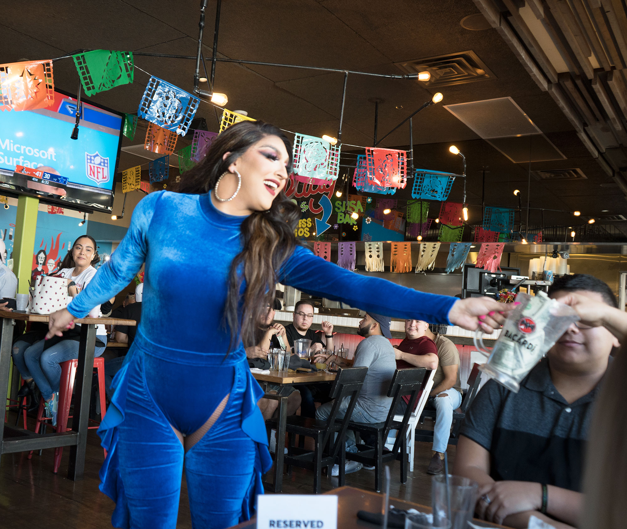 Dallas drag queen Adecia Love performing at TNT Tacos and Tequila brunch.