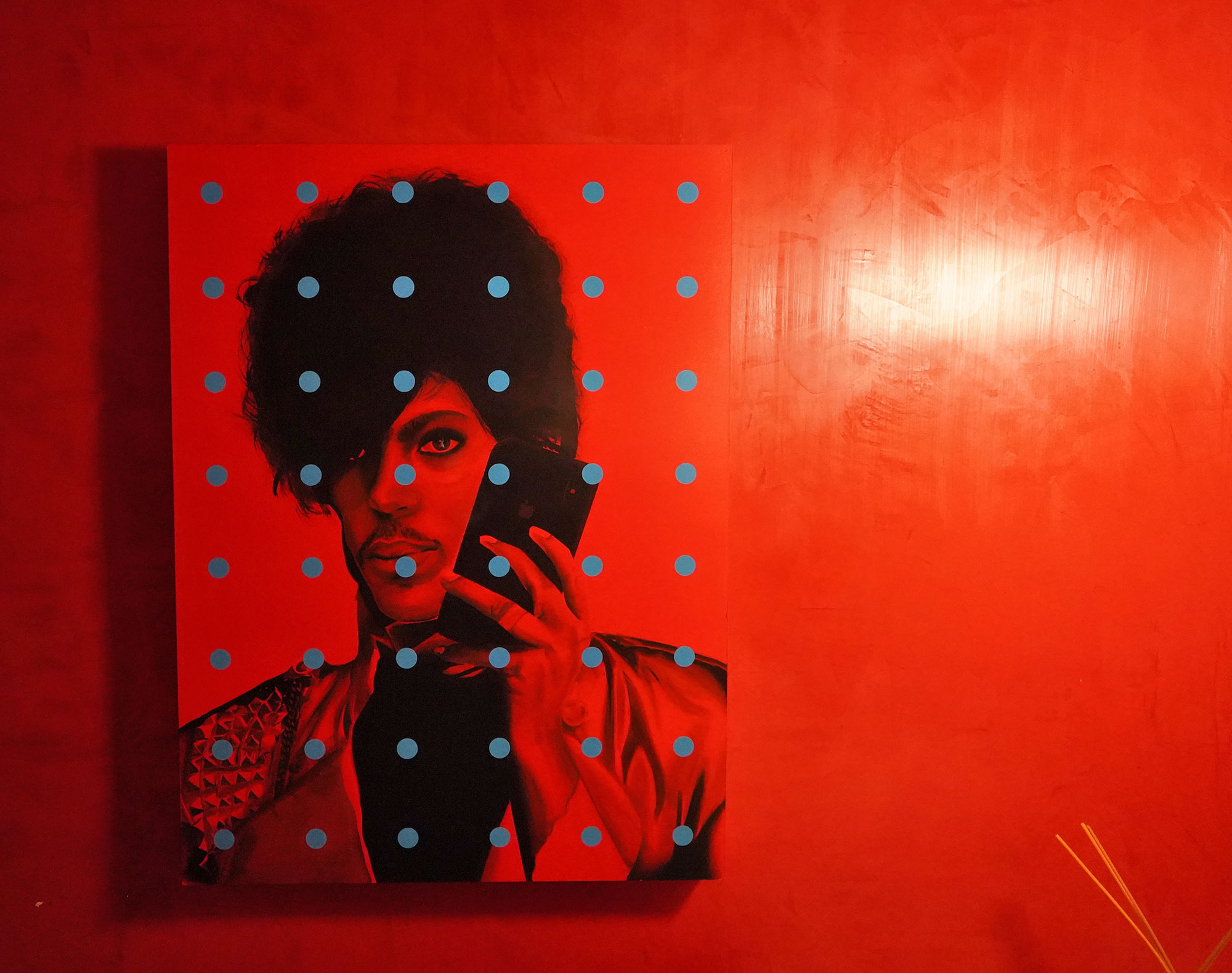 A Prince mural in at the Dallas Virgin Hotel.