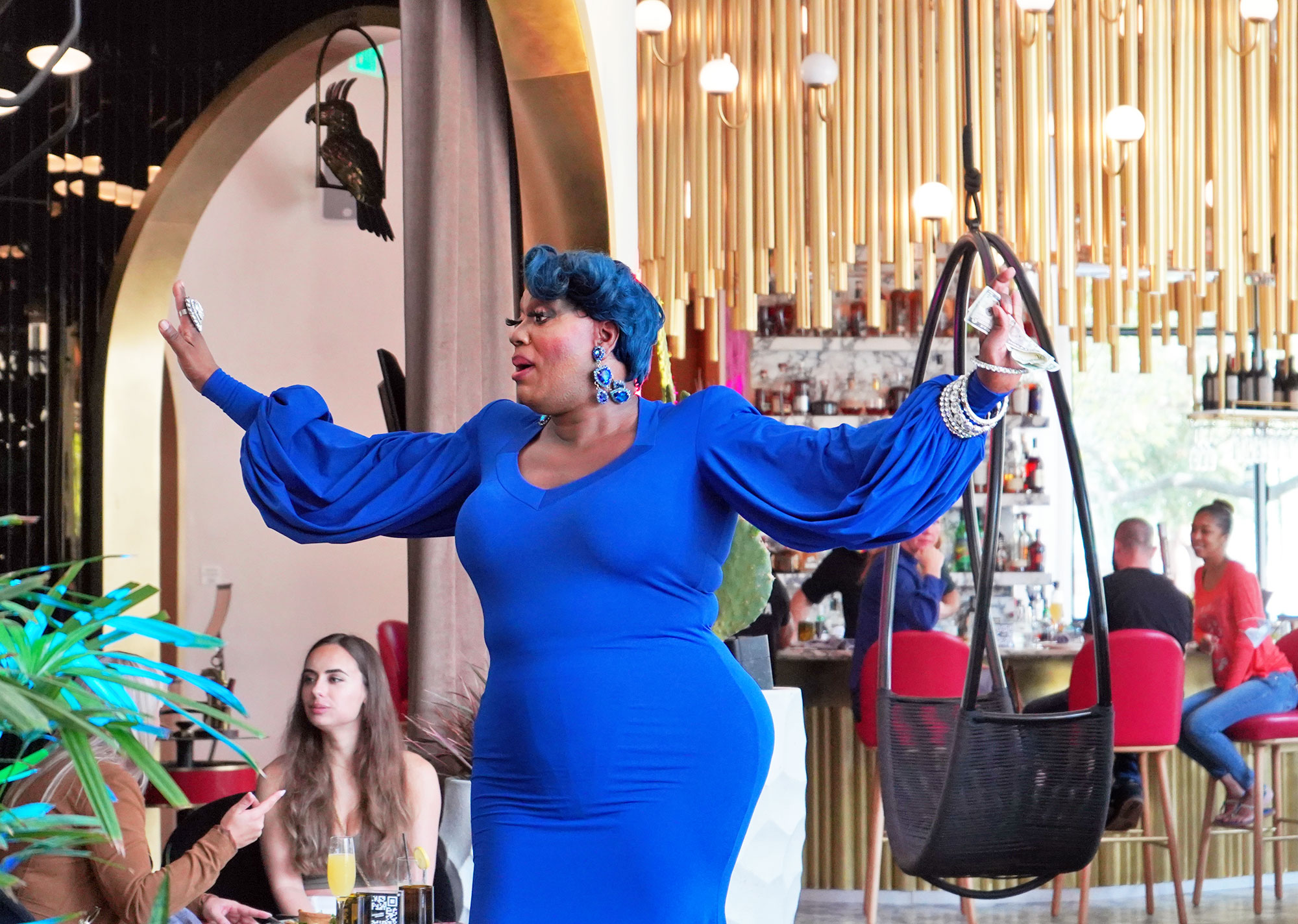 Onyx Anderson performing at drag brunch.